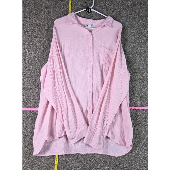 Nine West Jeans Tops - Nine West Jeans Button Down Shirt Womens XXL Pink Double Gauze Cotton LS